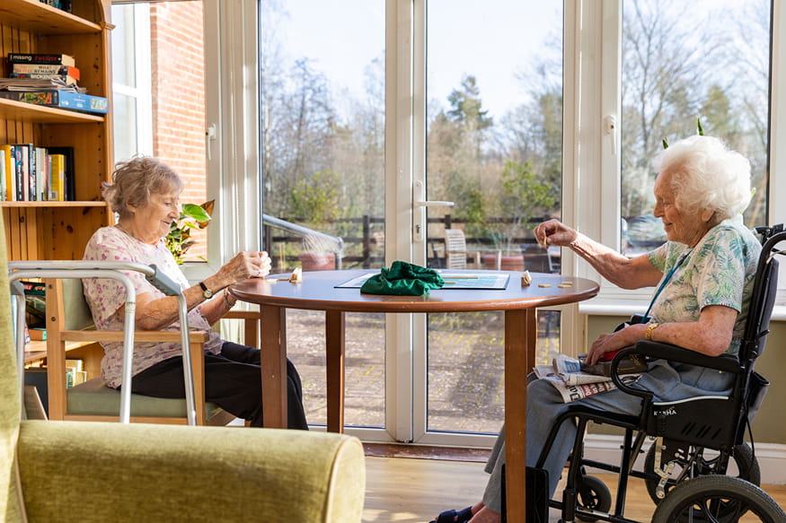 Playing Board Games at Allenbrook Care Home Fordingbridge